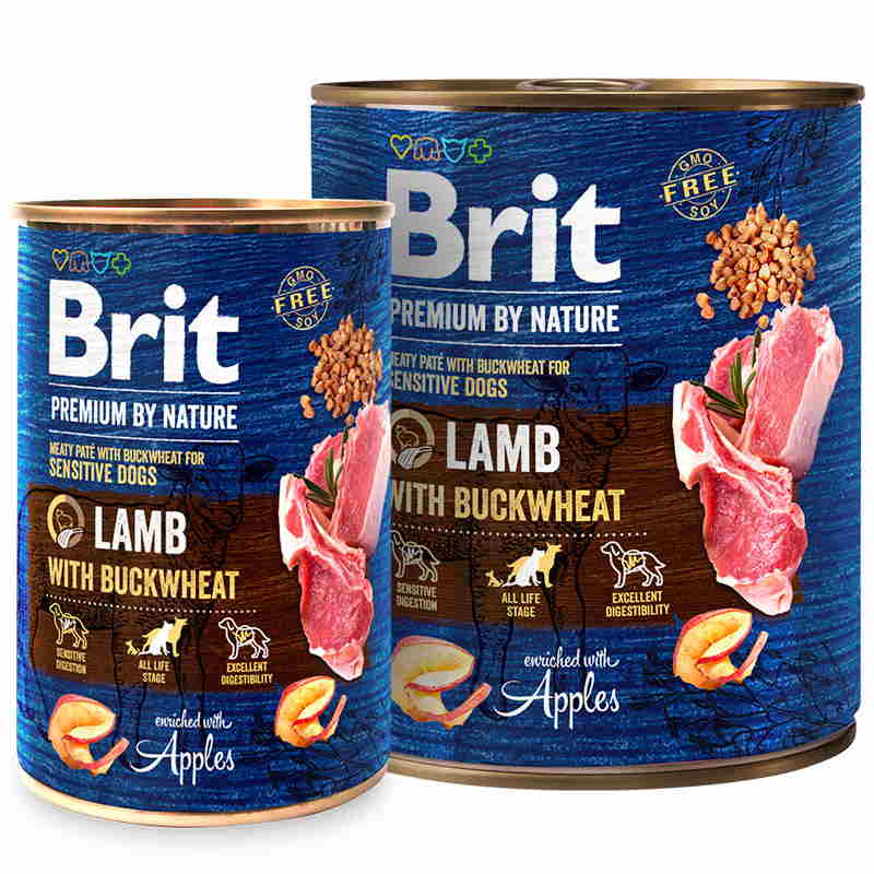 Brit Premium (Брит Премиум) by Nature Lamb with Buckwheat - Консервированный корм с ягненком и гречкой для собак (паштет) (800 г) в E-ZOO