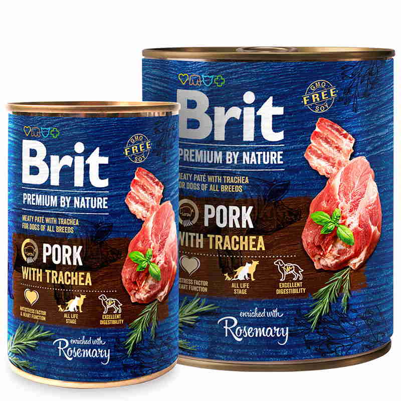 Brit Premium (Брит Премиум) by Nature Pork with Trachea - Консервированный корм со свининой и свиной трахеей для собак (паштет) (400 г) в E-ZOO
