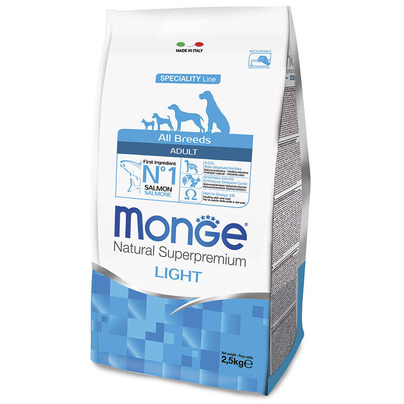 Monge (Монж) DOG All breeds Adult Light - Низкокалорийный корм с лососем и рисом для взрослых собак всех пород (2,5 кг) в E-ZOO