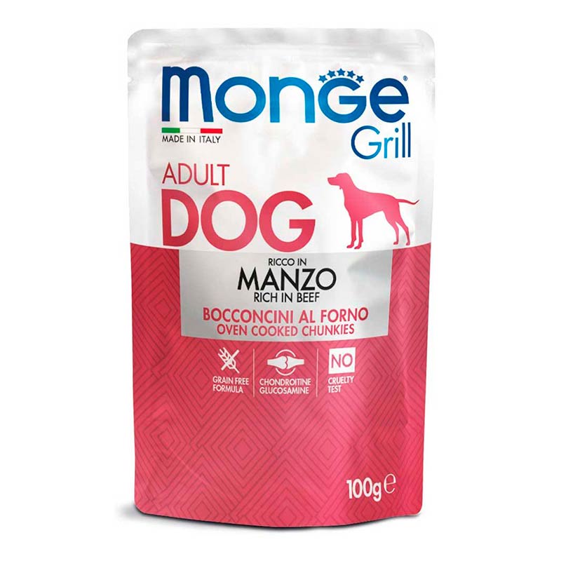 Monge (Монж) Dog Grill Manzo - Консервированный корм с говядиной для взрослых собак (100 г) в E-ZOO