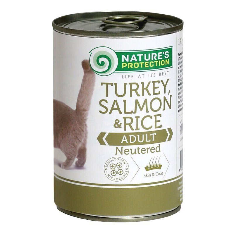 Nature's Protection (Нейчерес Протекшн) Neutered Turkey, Salmon&Rice – Консервированный корм с мясом индюка и лосося для взрослых кошек (400 г) в E-ZOO