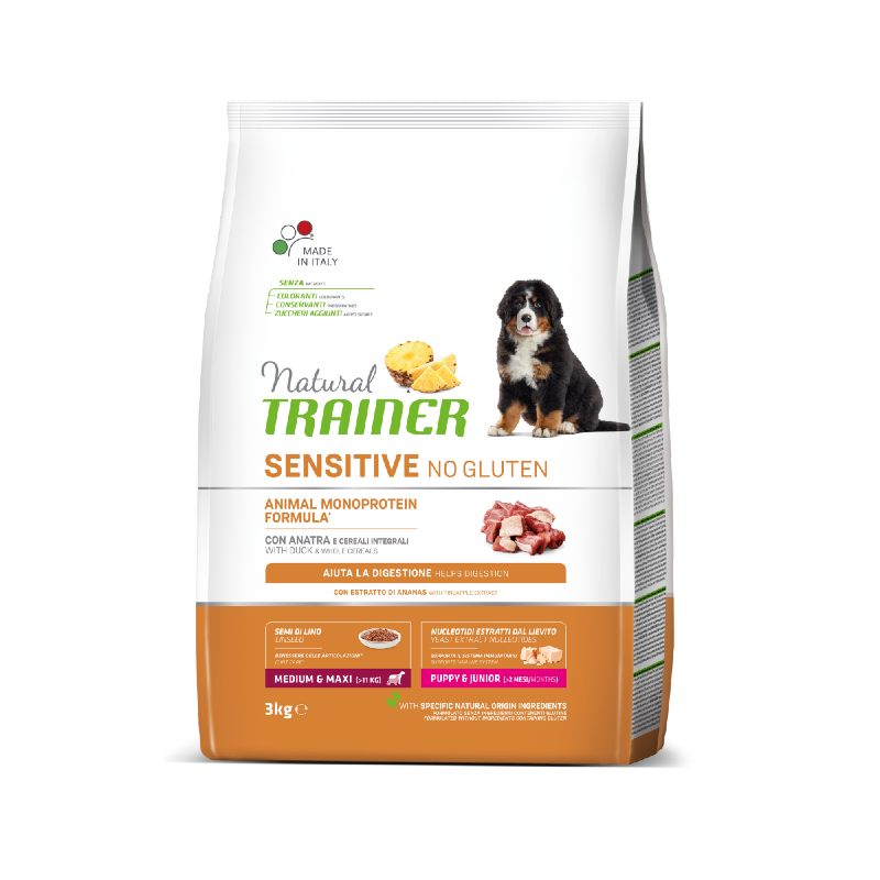 Trainer (Трейнер) Natural Sensitive Puppy&Junior Medium&Maxi With Duck - Сухий корм з качкою для цуценят собак середніх і великих порід з чутливим травленням (3 кг) в E-ZOO