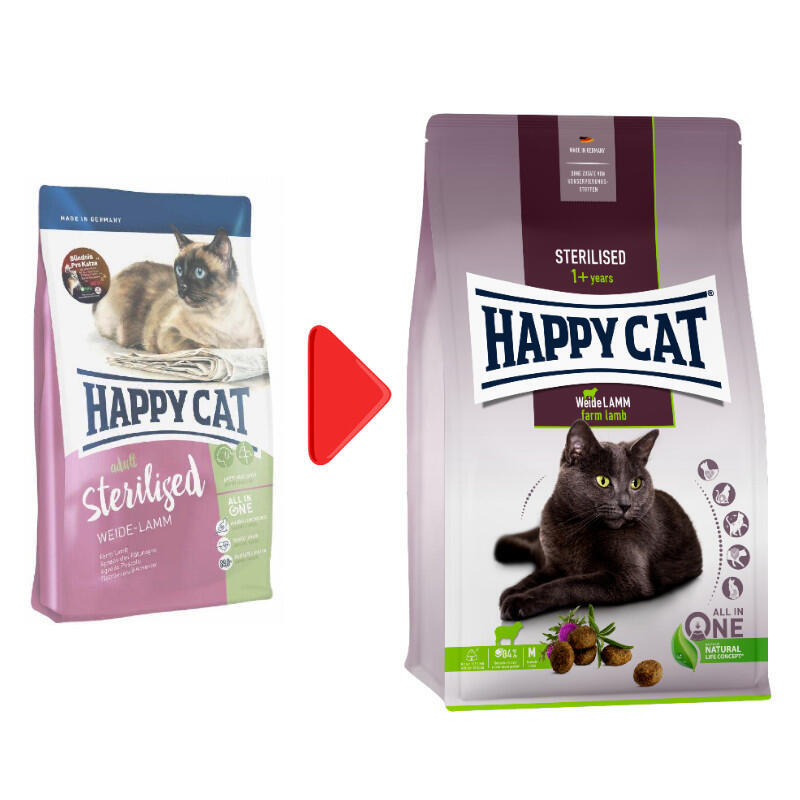 Happy Cat (Хеппи Кет) Sterilised Adult Weide-Lamm - Сухой корм с ягненком для стерилизованных кошек и кастрированных котов (10 кг) в E-ZOO