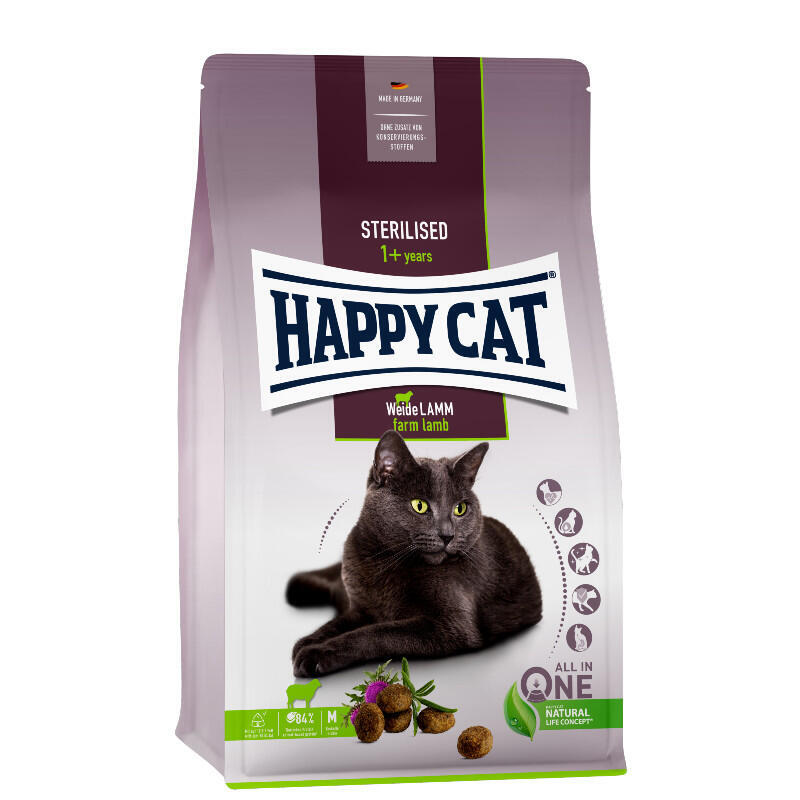 Happy Cat (Хеппи Кет) Sterilised Adult Weide-Lamm - Сухой корм с ягненком для стерилизованных кошек и кастрированных котов (4 кг) в E-ZOO