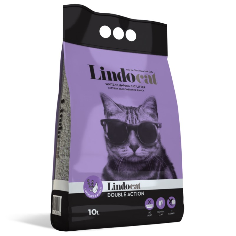 Lindocat (Ліндокет) Double Action Lavender&Argan - Бентонітовий наповнювач для котячого туалету з ароматом лаванди і арганової олії (5 л) в E-ZOO