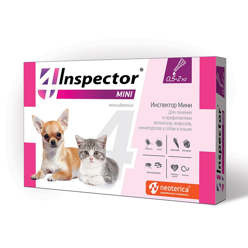 Inspector (Инспектор) Mini - Противопаразитарные капли для собак и кошек от блох, клещей, гельминтов (0,5-2 кг) в E-ZOO