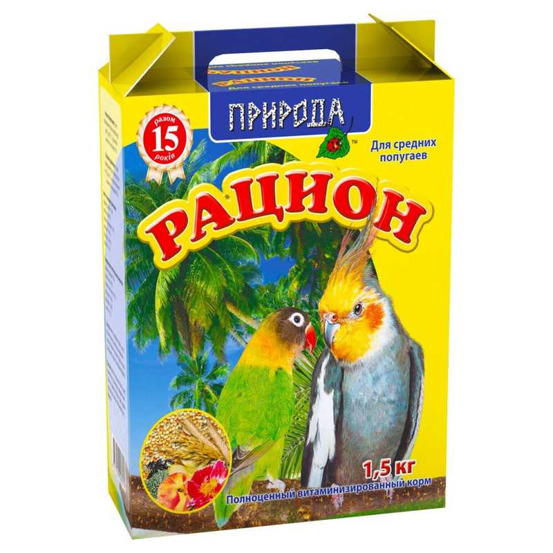 ТМ "Природа" Полноценный корм Рацион для средних попугаев (1,5 кг) в E-ZOO