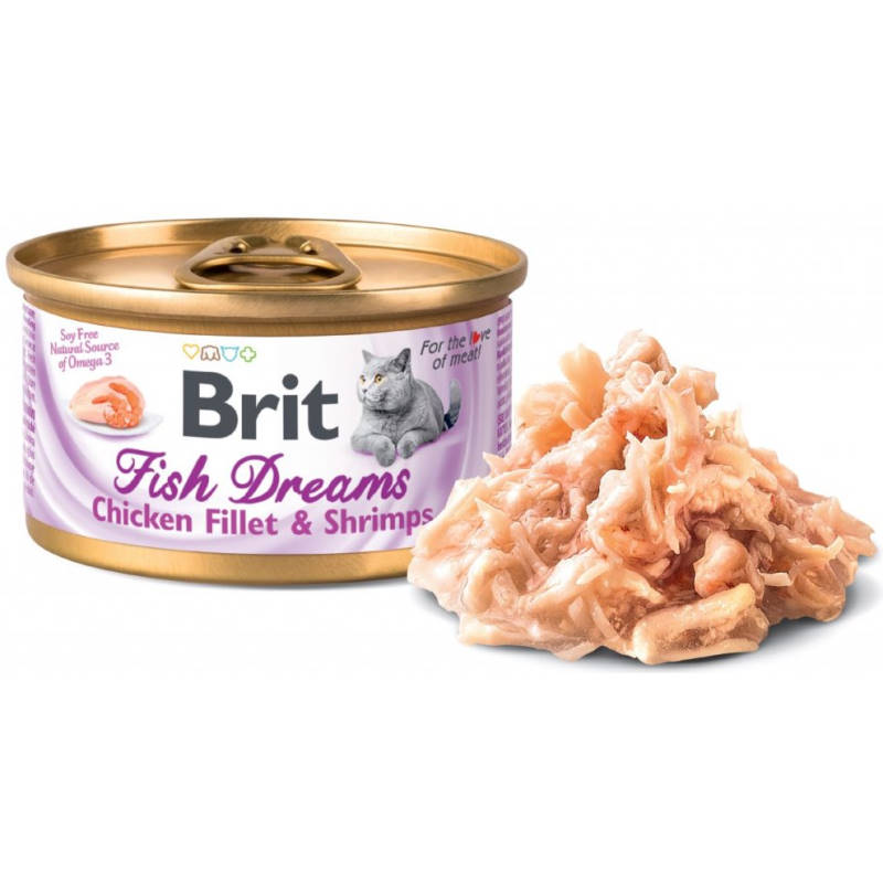 Brit (Брит) Fish Dreams Chicken Fillet & Shrimps - Консервы с куриным филе и креветками для кошек (80 г) в E-ZOO