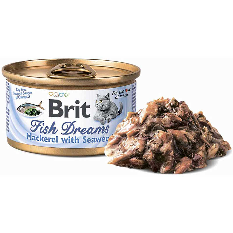 Brit (Брит) Fish Dreams Mackerel & Seaweed - Консервы со скумбрией и водорослями для кошек (80 г) в E-ZOO