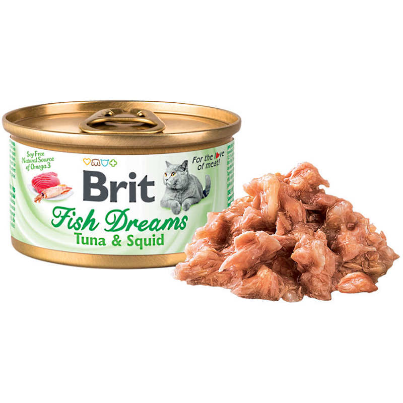 Brit (Бріт) Fish Dreams Tuna & Squid - Консерви з тунцем і кальмаром для котів (80 г) в E-ZOO