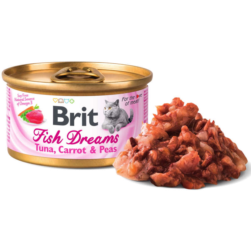 Brit (Брит) Fish Dreams Tuna, Carrot & Peas - Консервы с тунцом, морковью и горохом для кошек (80 г) в E-ZOO