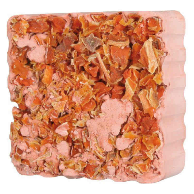 Trixie (Трикси) Gnawing Stone with Carrot Cubes with holder - Минеральный камень для грызунов с морковью (75 г) в E-ZOO
