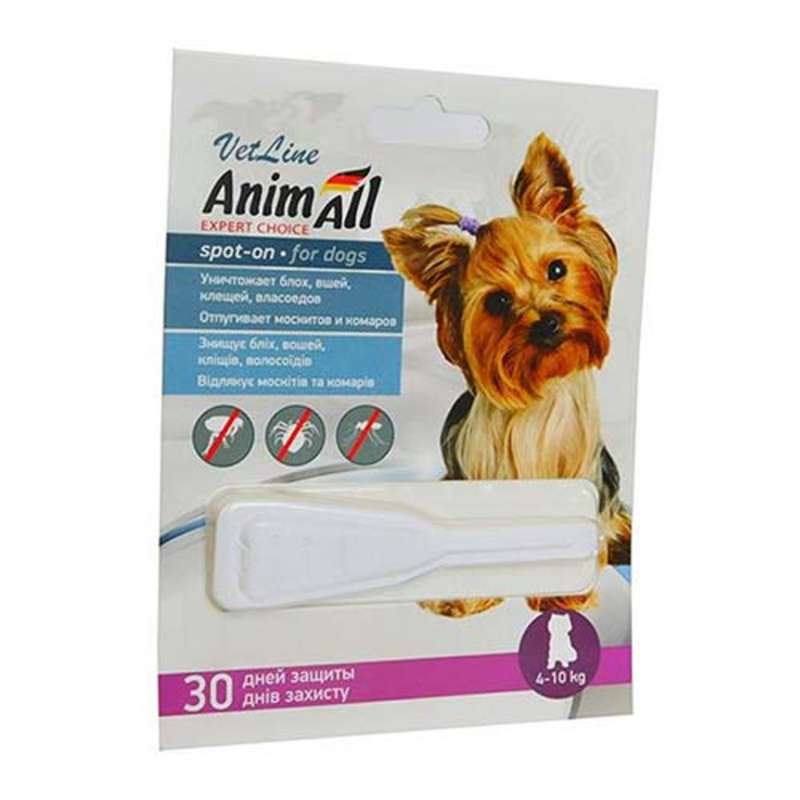 AnimAll VetLine (ЕнімАлл ВетЛайн) Spot-On - Протипаразитарні краплі на холку від бліх і кліщів для собак (4-10 кг) в E-ZOO