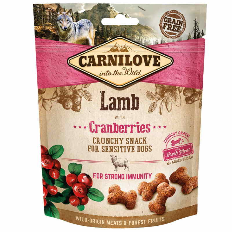 Carnilove (Карнилав) Dog Crunchy Snack Crunchy Lamb with Cranberries - Лакомство с ягненком и клюквой для взрослых собак всех пород с чувствительным пищеварением (200 г) в E-ZOO