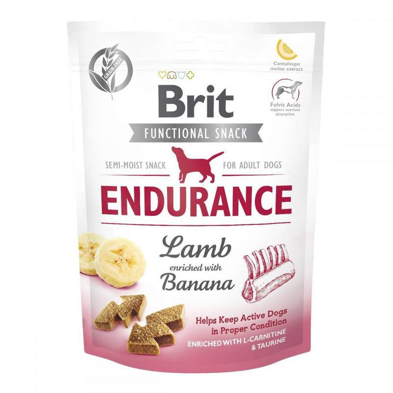 Brit Care (Бріт Кеа) Dog Functional Snack Edurance Lamb – Функціональні ласощі з ягням і бананом для дорослих активних собак всіх порід (150 г) в E-ZOO