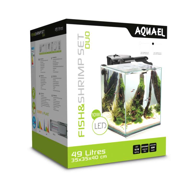 AquaEL (АкваЭль) Fish&Shrimp Set Duo 35 (49 л) - Аквариумный панорамный набор с комплектом оборудования для создания небольших пресноводных аквариумов (49 л) в E-ZOO