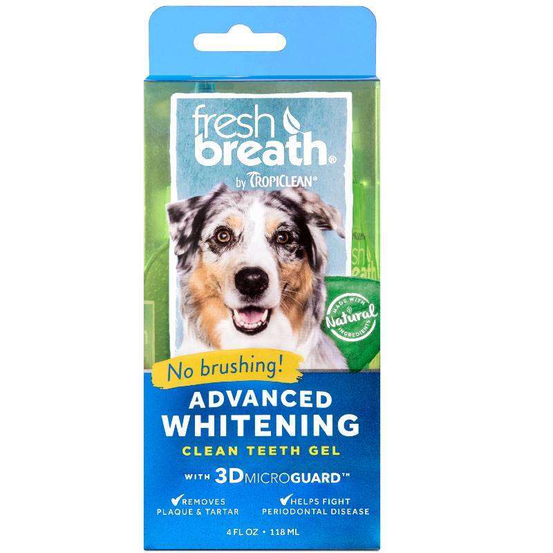 TropiClean (Тропиклин) Fresh Breath Advanced Whitening Gel - Отбеливающий гель для чистки зубов с экстрактом зеленого чая для собак (118 мл) в E-ZOO