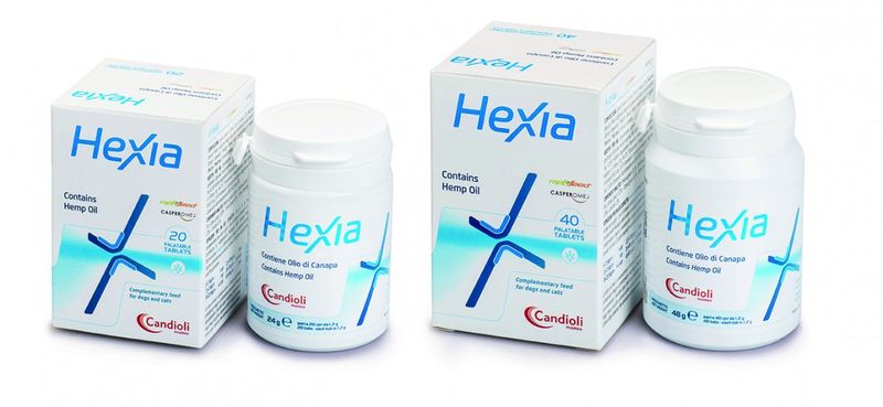 Candioli (Кандиоли) HEXIA contains Hemp oil - Обезболивающая добавка Гексия с маслом конопли и экстрактом босвеллии для собак и кошек (40 шт./уп.) в E-ZOO