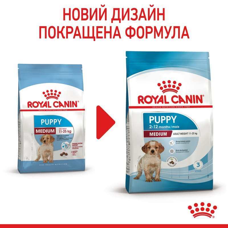 Royal Canin (Роял Канін) Medium Puppy - Сухий корм з м'ясом птиці для цуценят собак середніх порід (15 кг) в E-ZOO