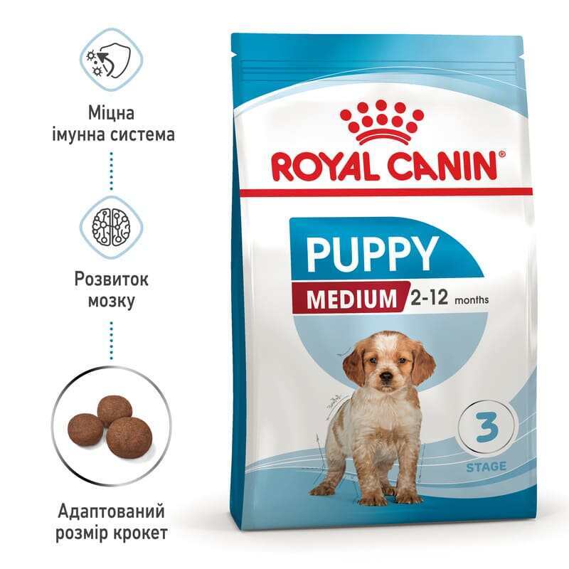 Royal Canin (Роял Канін) Medium Puppy - Сухий корм з м'ясом птиці для цуценят собак середніх порід (15 кг) в E-ZOO