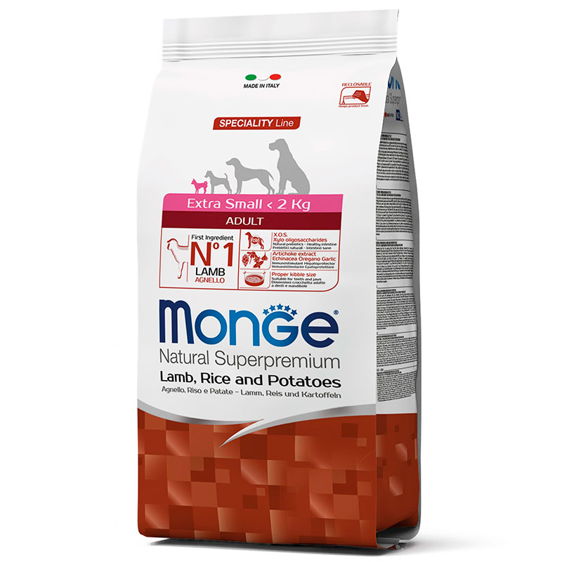Monge (Монж) DOG Extrasmall Adult - Сухий корм з ягням, рисом і картоплею для дорослих собак дрібних порід (2,5 кг) в E-ZOO