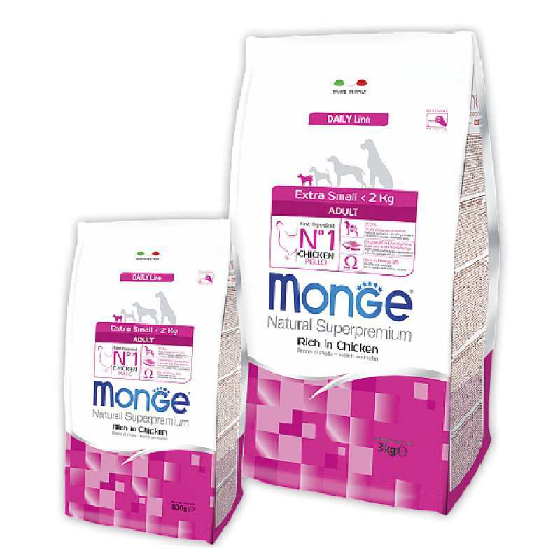 Monge (Монж) Extra Small Adult - Сухий корм для дорослих собак мініатюрних порід з куркою і рисом (800 г) в E-ZOO