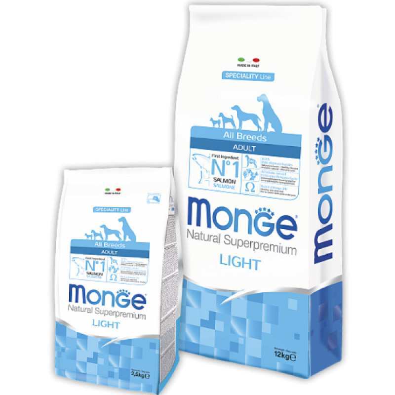 Monge (Монж) DOG All breeds Adult Light - Низкокалорийный корм с лососем и рисом для взрослых собак всех пород (12 кг) в E-ZOO