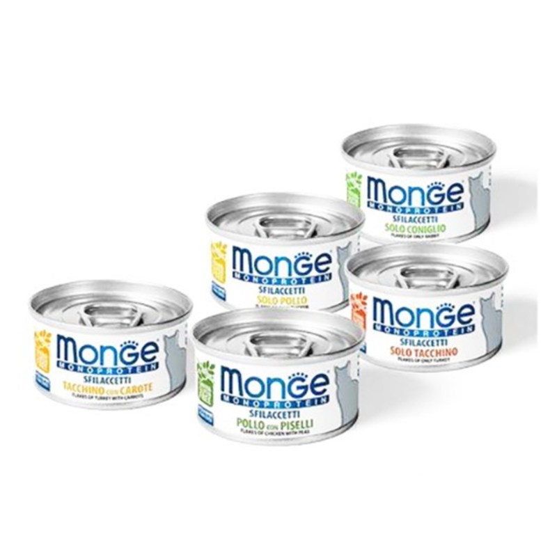 Monge (Монж) Monoprotein Solo pollo con piselli - Монопротеиновые консервы из мяса курицы с горошком для кошек (80 г) в E-ZOO