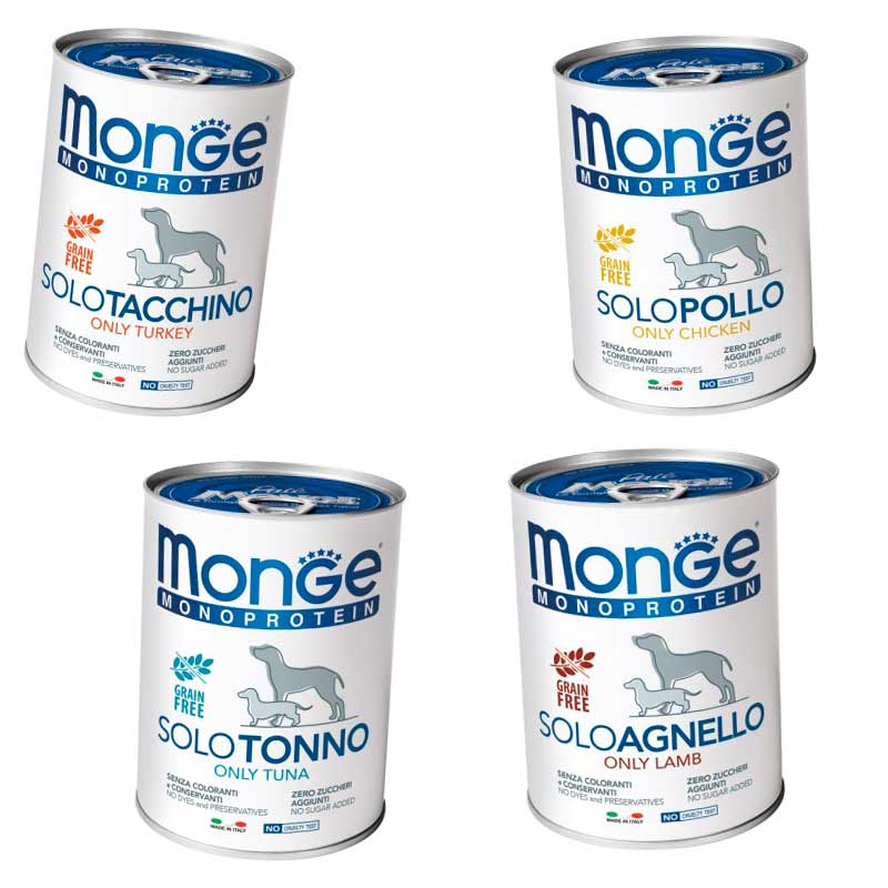 Monge (Монж) Monoprotein Dog Solo Tuna 100% – Монопротеиновый паштет с тунцом для собак (150 г) в E-ZOO