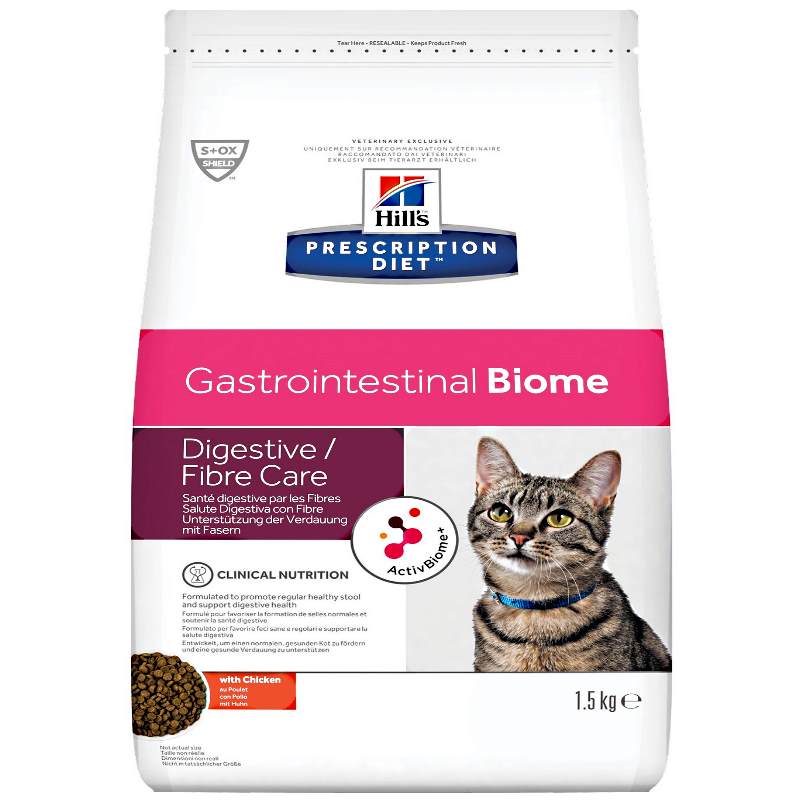 Hill's (Хіллс) Prescription Diet Feline Gastrointestinal Biome - Сухий корм для кішок з куркою для нормалізації стільця (1,5 кг) в E-ZOO