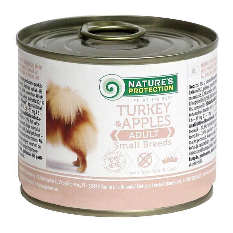 Nature's Protection (Нейчерес Протекшн) Adult Small Breeds Turkey&Apples – Консервований корм з м'ясом індика і яблуками для дорослих собак малих порід (200 г) в E-ZOO