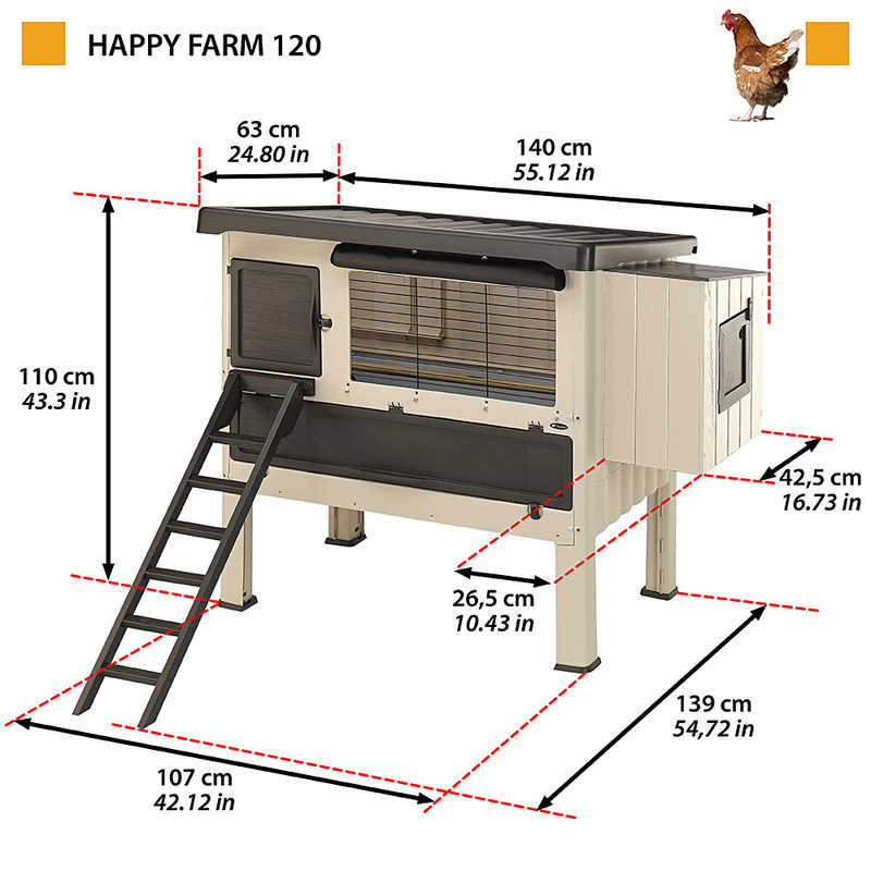 Ferplast (Ферпласт) Happy Farm - Пластиковый домик для кур (140x139x110 см) в E-ZOO