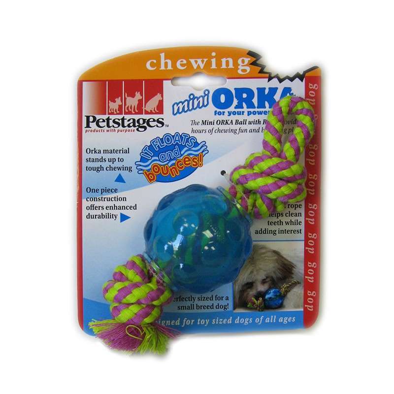 Petstages (Петстейджес) Mini Orka Ball with rope - Игрушка для собак "Орка мини мячик с канатиками" (Ø6 см) в E-ZOO