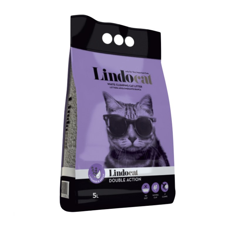 Lindocat (Линдокет) Double Action Lavender&Argan - Бентонитовый наполнитель для кошачьего туалета с ароматом лаванды и арганового масла (5 л) в E-ZOO