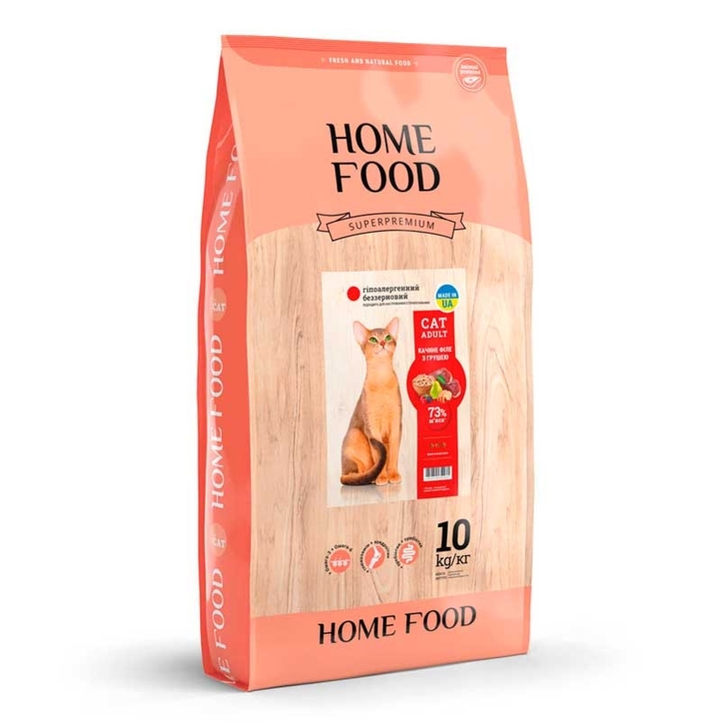 Home Food (Хоум Фуд) Сухий беззерновой корм «Качине філе з грушею» для дорослих котів схильних до алергії (10 кг) в E-ZOO