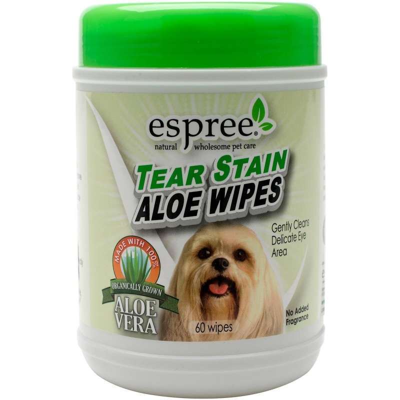 Espree (Еспрі) AloeTear Stain Wipes - Вологі серветки з рН-балансом, алое вера і ромашкою для догляду за очима собак (60 шт./уп.) в E-ZOO