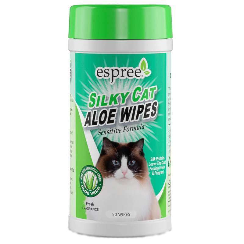 Espree (Еспрі) Silky Cat Aloe Wipes - Вологі серветки для ніжного очищення чутливої шкіри та шерсті котів (50 шт./уп.) в E-ZOO