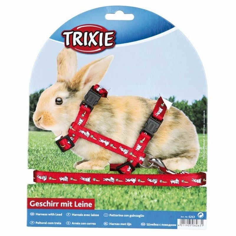 Trixie (Трикси) Rabbit Harness with Leash - Шлейка с поводком для кроликов с рисунком (25-44 см / 10 мм) в E-ZOO
