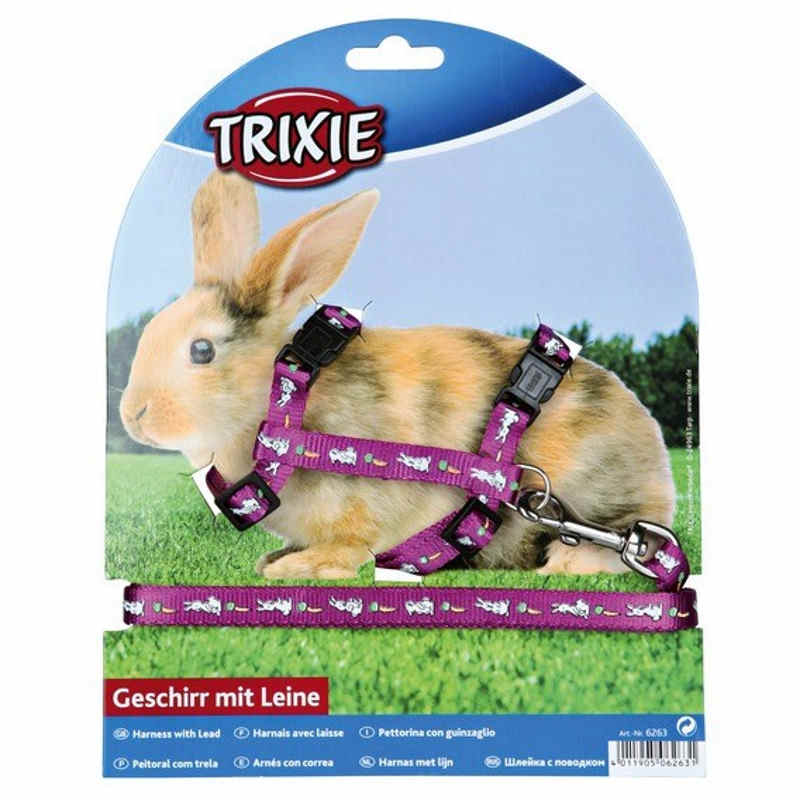 Trixie (Тріксі) Rabbit Harness with Leash - Шлейка з повідцем для кроликів з малюнком (25-44 см / 10 мм) в E-ZOO