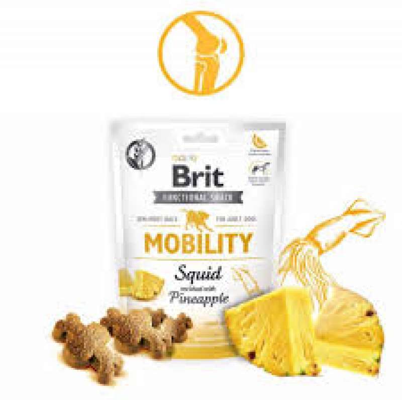Brit Care (Брит Кеа) Dog Functional Snack Mobility Squid – Функциональное лакомство с кальмаром и ананасами для суставов и хрящей взрослых собак всех пород (150 г) в E-ZOO