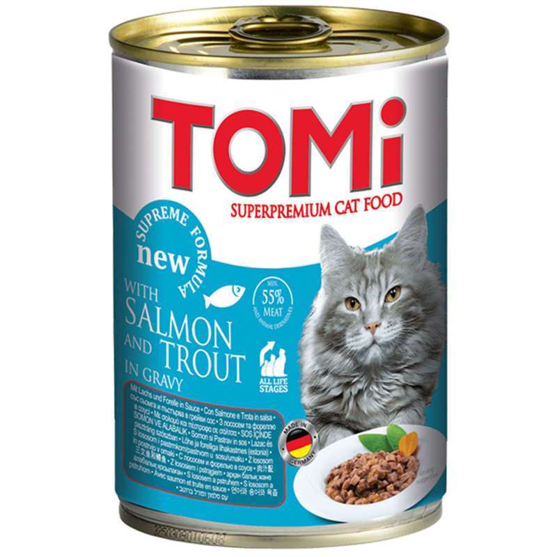 TOMi (Томі) Salmon Trout - Консерви, вологий корм з лососем і фореллю для котів будь-якого віку і породи (400 г) в E-ZOO