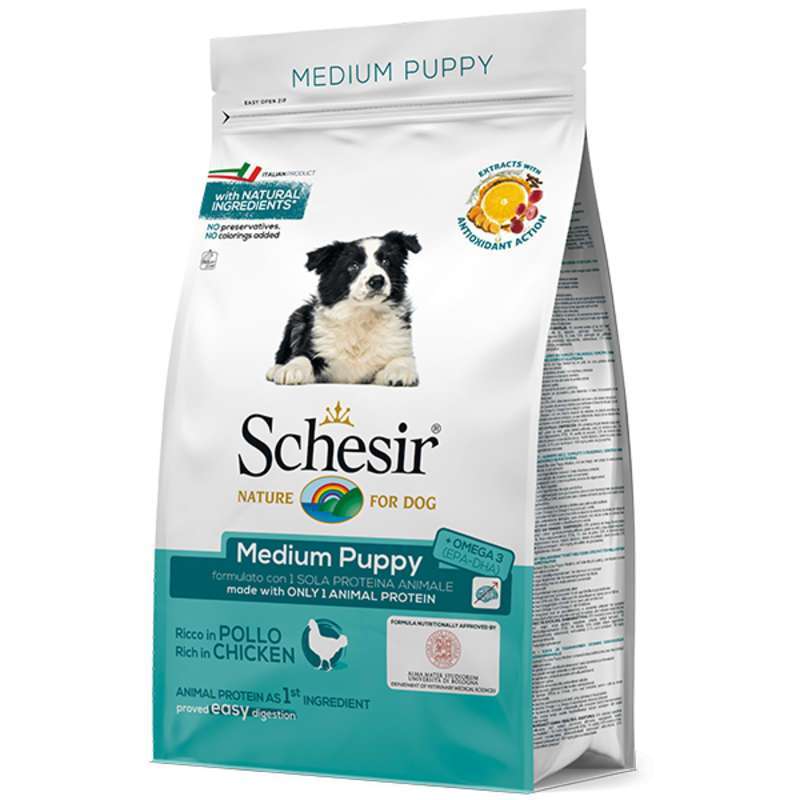 Schesir (Шезір) Dog Medium Puppy - Сухий монопротеїновий корм з куркою для цуценят середніх порід (3 кг) в E-ZOO