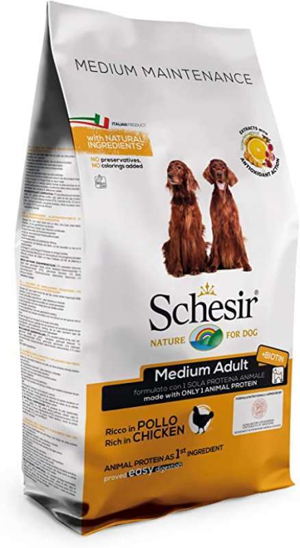 Schesir (Шезір) Dog Medium Adult Chicken - Сухий монопротеїновий корм з куркою для дорослих собак середніх порід (12 кг) в E-ZOO