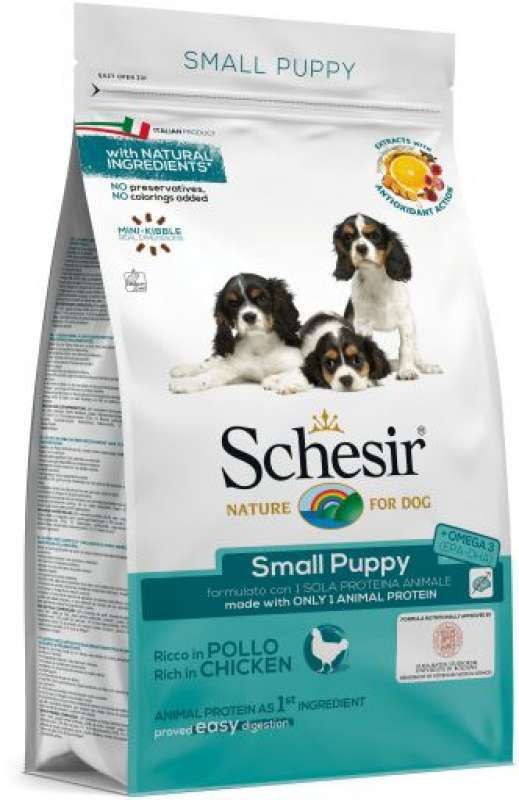Schesir (Шезір) Dog Small Puppy - Сухий монопротеїновий корм з куркою для цуценят міні та малих порід (800 г) в E-ZOO