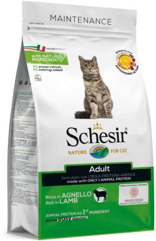Schesir (Шезир) Cat Adult Lamb - Сухой монопротеиновый корм с ягнёнком для взрослых котов (400 г) в E-ZOO