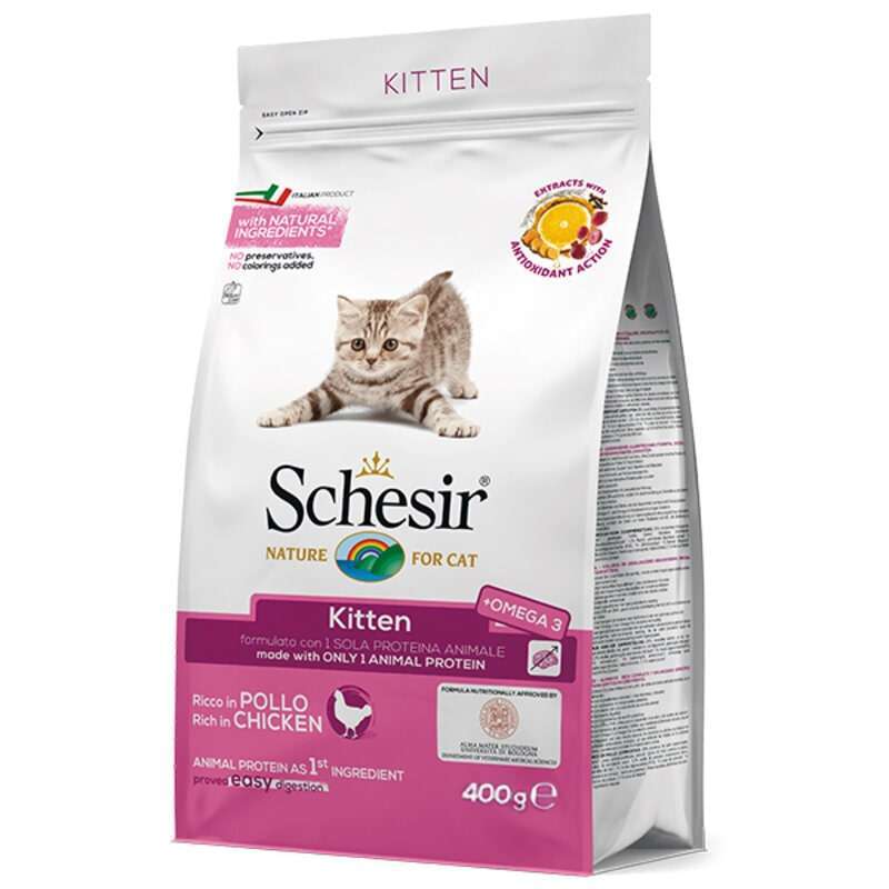 Schesir (Шезір) Cat Kitten - Сухий монопротеїновий корм з куркою для кошенят (400 г) в E-ZOO