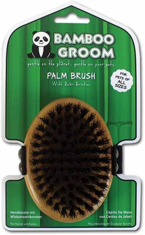 Bamboo Groom (Бэмбу Грум) Palm Brush - Щётка для ухода за шерстью с натуральной щетиной кабана (8х10 см) в E-ZOO