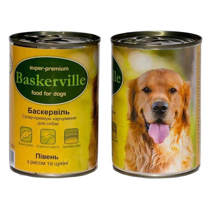 Baskerville (Баскервиль) Консервы c петухом, рисом и цукини для собак (400 г) в E-ZOO