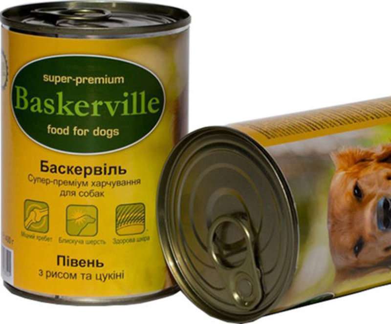 Baskerville (Баскервиль) Консервы c петухом, рисом и цукини для собак (400 г) в E-ZOO