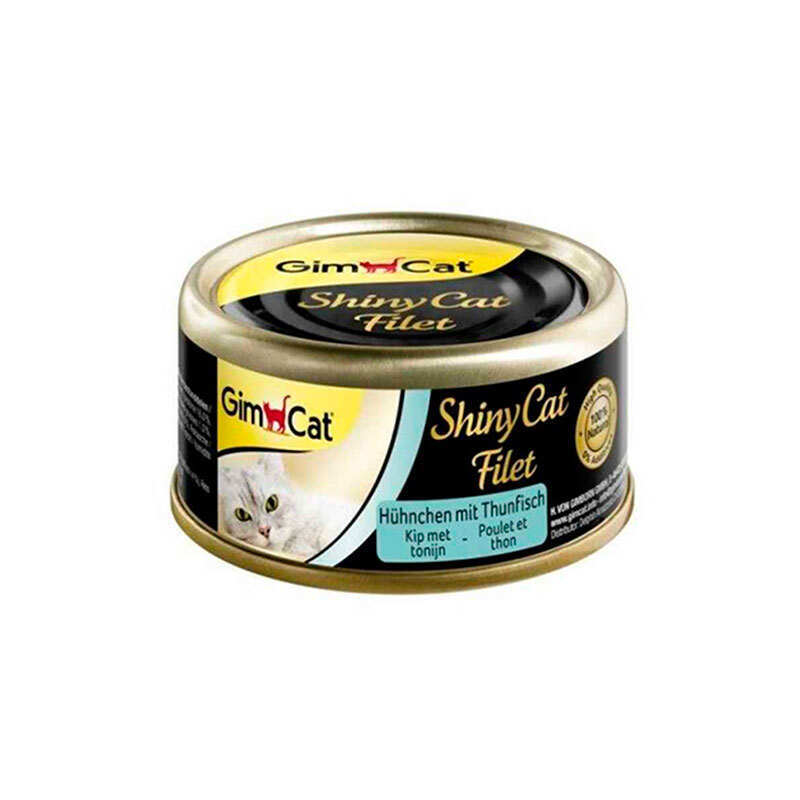 GimСаt (ДжимКет) ShinyCat Filet - Консервований корм з філе курки та тунця для котів (70 г) в E-ZOO